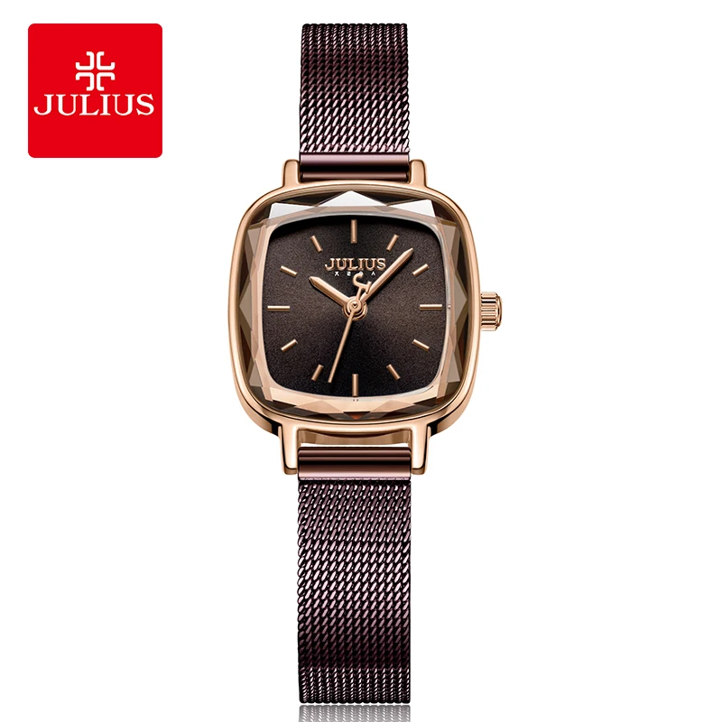 Julius Watch Women's Square Quartz Waterproof Mesh Strap Fashion Women's Watch Gifts For Woman 1148