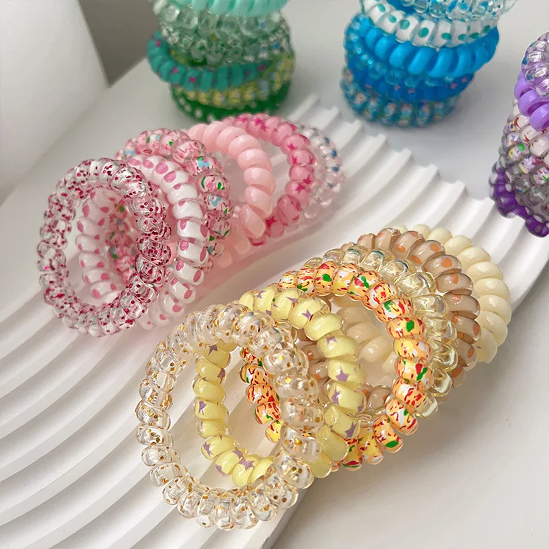 6Pcs/Set Candy Color Hair Band Elastic Hair Accessories for Girls Hair Tie Frosted Spiral Cord Rubber Hair Rope Elastic Headwear