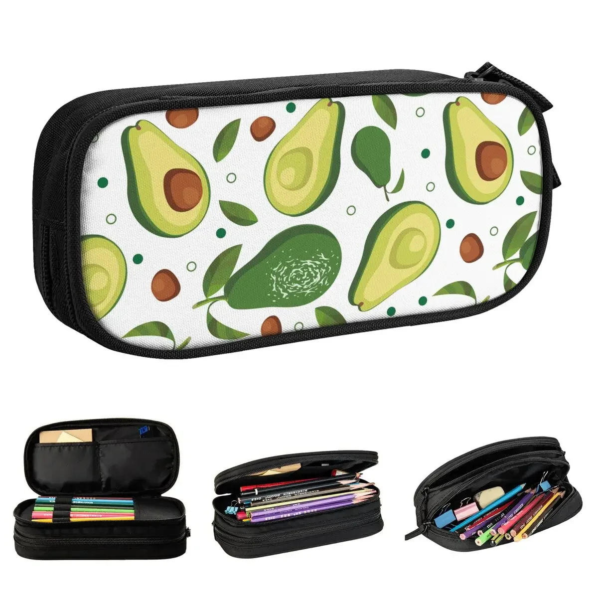 

Green Avocado Pencil Case Avocados Lover Pen Box Bags Student Big Capacity Office Cosmetic Pencil Pouch