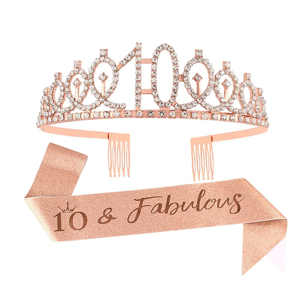 Geburtstags-Tiara, Krone und Schärpe für Frauen und Mädchen, süß, 13., 16., 21., 30., 40., 50. 60. Geburtstag, Party-Dekoration, Gastgeschenke – Detail 2