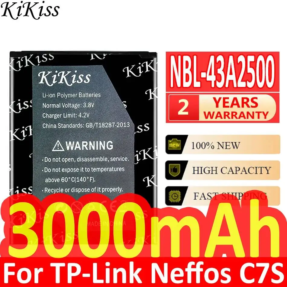 

Аккумулятор для мобильного телефона Nbl-43A2500 с быстрой зарядкой, 3000 мАч, для TP-Link Neffos C7S TP7051A TP7051C