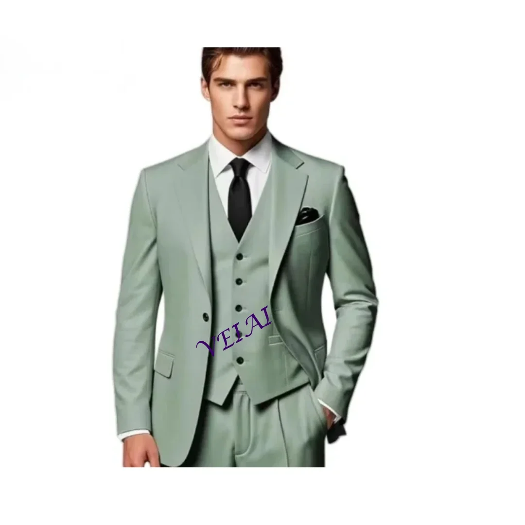 

CustomizedMen's business tailcoat three piece slim fit single button suit set (jacket+vest+trousers) groom's wedding dress