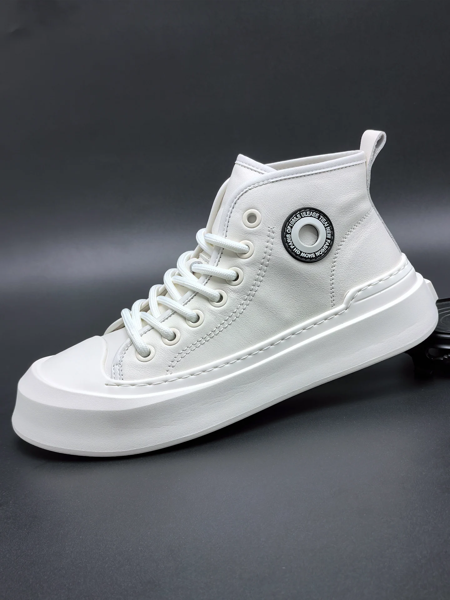 

Мужские повседневные высокие ботинки, ботинки из натуральной кожи, весенне-осенние модные дышащие ботинки на шнуровке с круглым носком, резиновая подошва