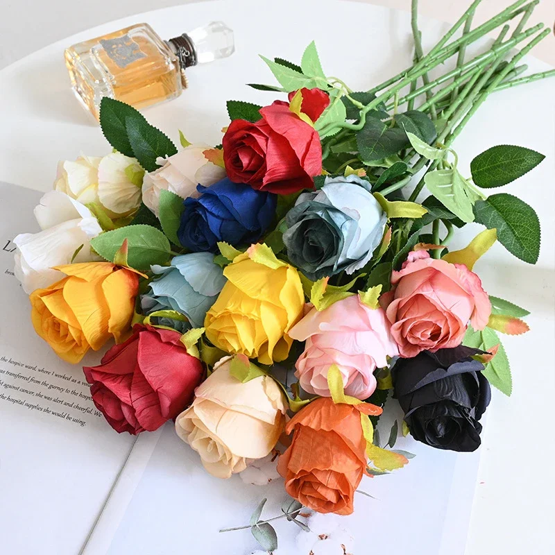 

6pcs Romantic Artificial Roses Realistic Faux Floral Decor for Weddings Thanksgiving More Perfect for DIY Home Party Arrangement