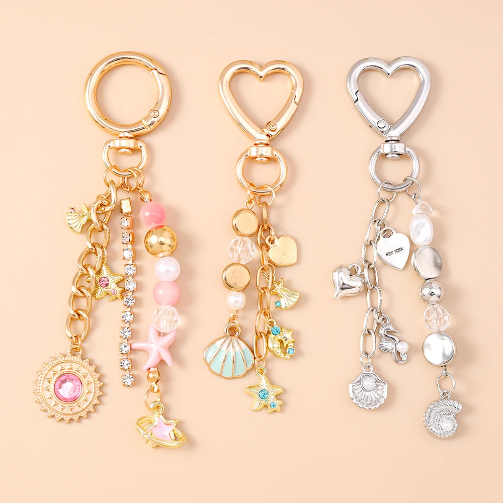 

Aihua Chic Y2K Starfish Shell Key Chain Cute Ocean Animals Key Ring for Women Girl Trinkets Handbag Pendants Jewelry Gift