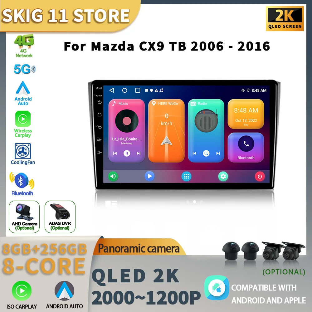 

Android 13 для Mazda CX-9 TB 2006 - 2016 автомобильное радио, стерео, мультимедийный видеоплеер, навигация GPS, беспроводная камера Carplay 4g wifi