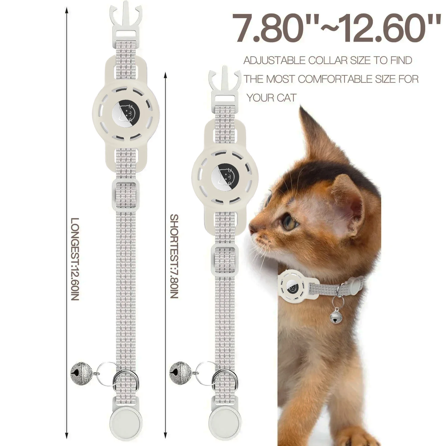 for Apple AirTag Cat Collar with Traker Case, Reflective Kitten Collar Breakaway with Bell for Girl Boy Cats Cat Accessories - view 3