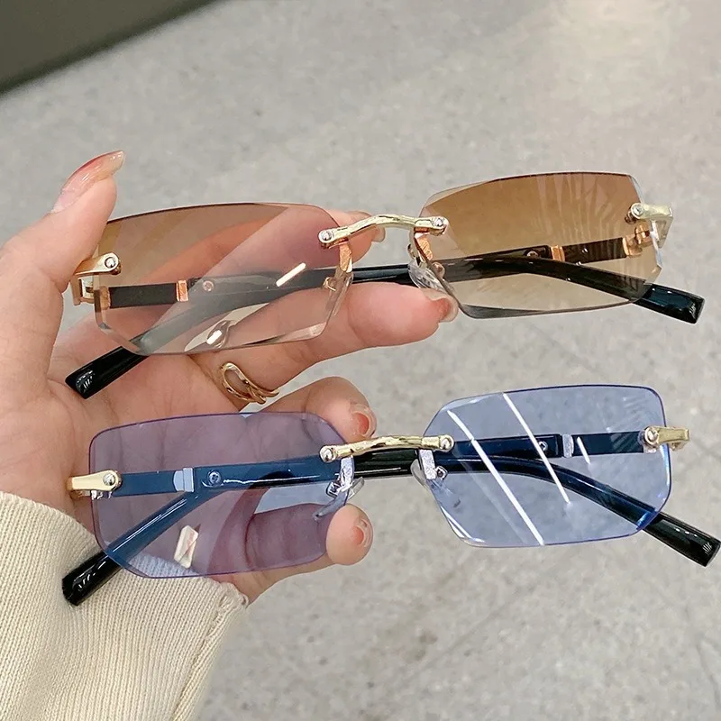 2er-Pack Randlose Eckige Brillen Unisex & Stilvoll Ideal für Geschenke & Foto-Requisiten