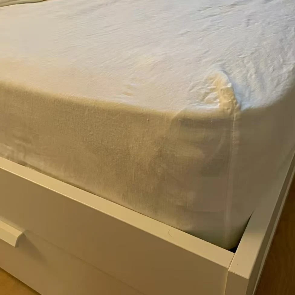 

Простыня из 100% льна с резинкой, однотонная простыня с матовым покрытием, одинарная простыня/королевская/королевская простыня (без наволочки)