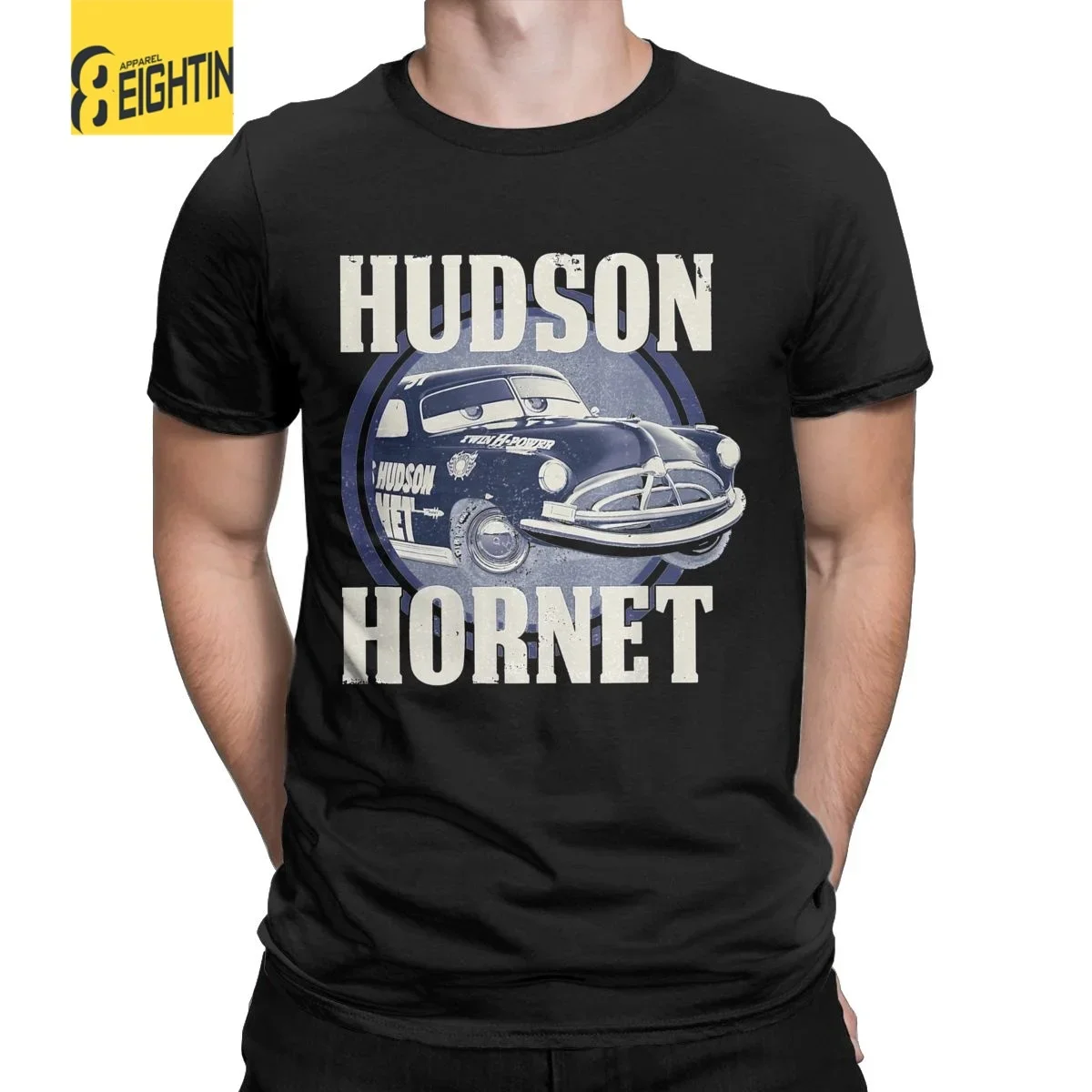 Hodsun Hornet Badge Cars T Shirts Men's Cotton Vintage T-Shirt Round Collar Lightning McQuaan Tees Short Sleeve Tops Printing