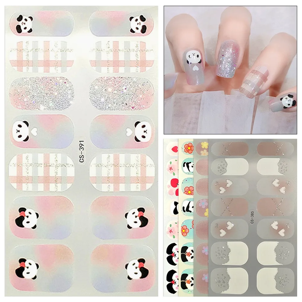 Waterproof French Nail Decals 3D Nails Polish Wraps Nail Art Gel Full Nail Wraps No Damage to Nails Gel Nail Stickers Set Nail