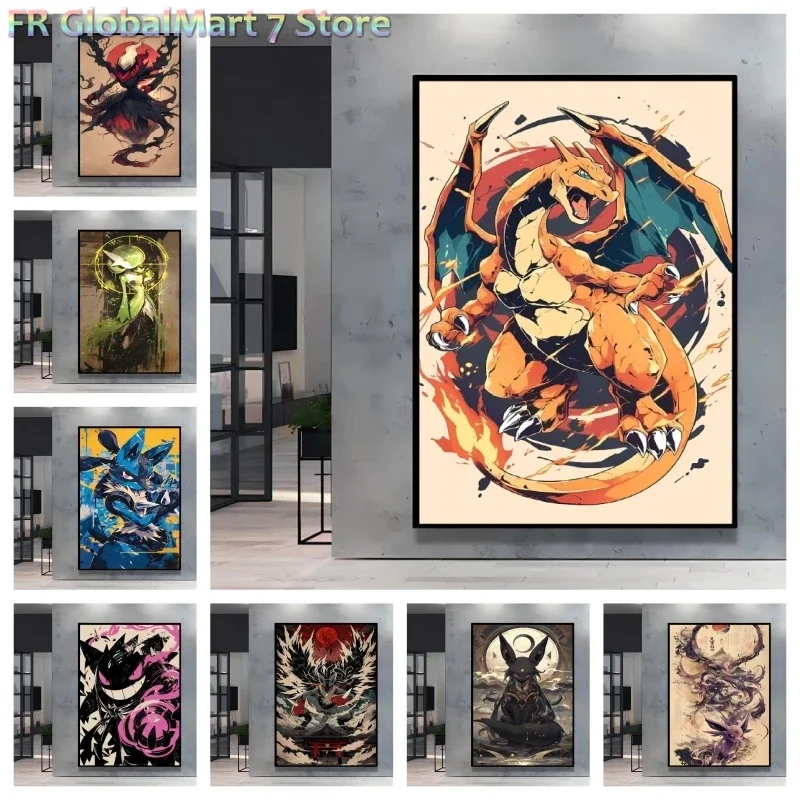 Canvas Painting Pokemon Charizard Poster Prints High Definition Images Modern Home Living Room Wall Decorative Children's Gif
