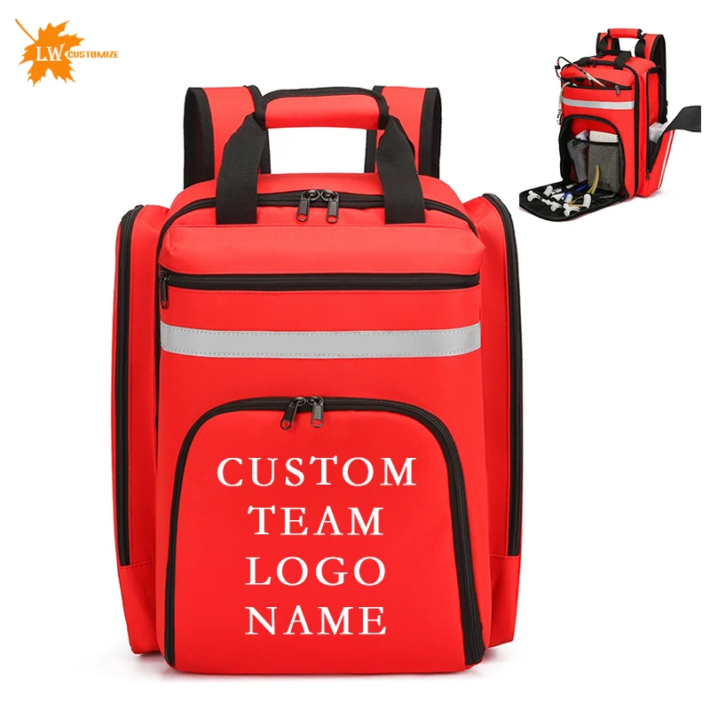 Customized waterproof emergency backpack with printed logo medical emergency backpack backpack rescue bag AED backpack