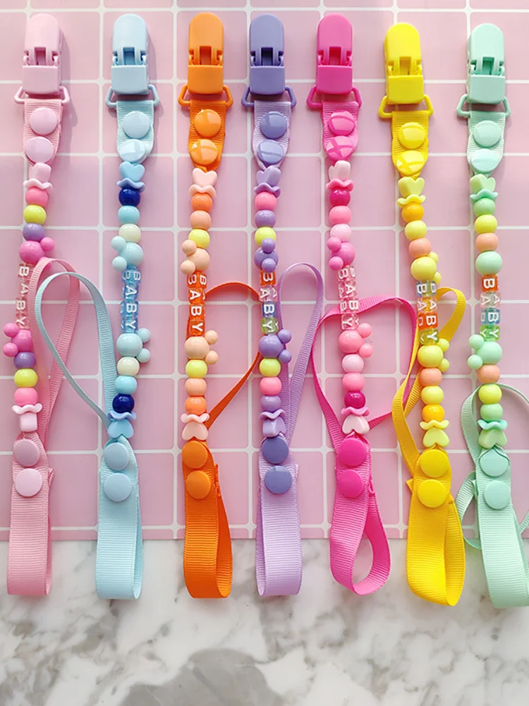 Silicone Bead Baby Pacifier Clip – Adjustable Anti-Loss Dummy Holder Chain, Cute & Safe Nipple Clamp for Newborns