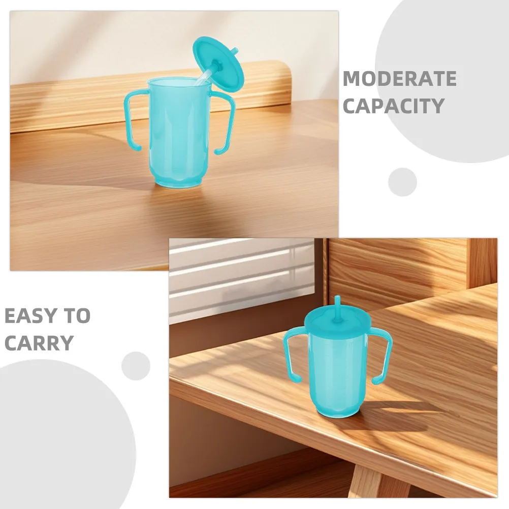 2Pcs Elderly Sippy Cups Anti-Choke Spill Proof Plastic Mug with Handle Lid Hospital Drinking Cup for Bedridden Patients Adults