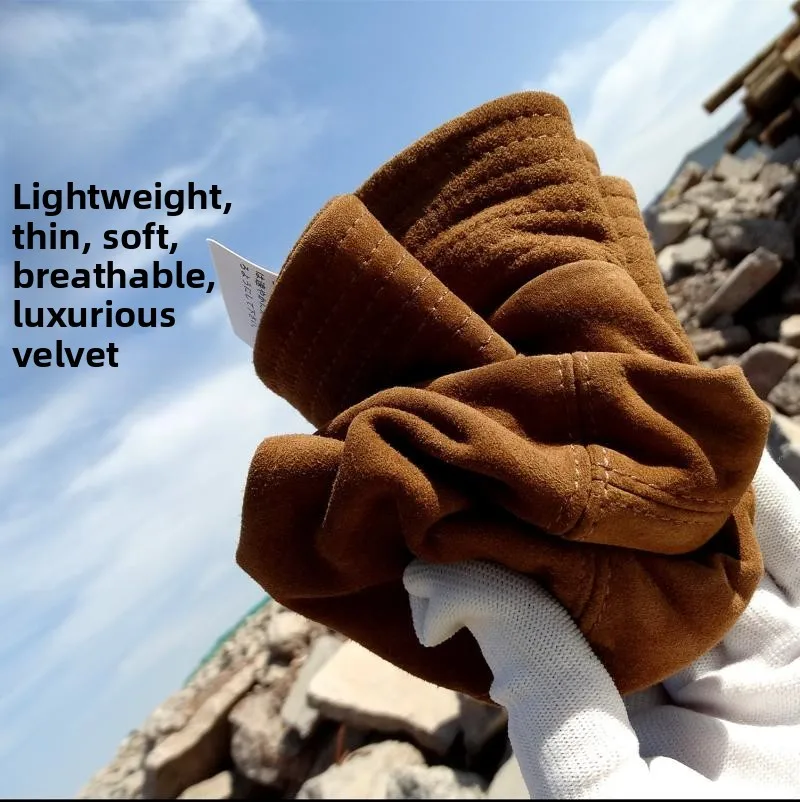 Lightweight Breathable Top Layer Velvet Goat Skin Discreet Luxury Genuine Leather Fisherman Hat Bowl Cap Unisex