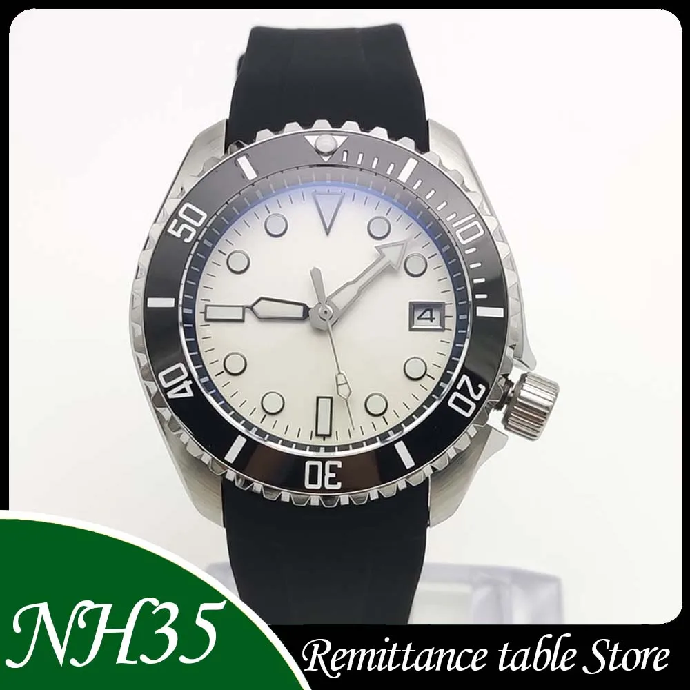 

42mm Men's Automatic NH35 Watch, Green C3 Luminous, AR Sapphire Glass, Rubber Strap, Stainless Steel Waterproof Case