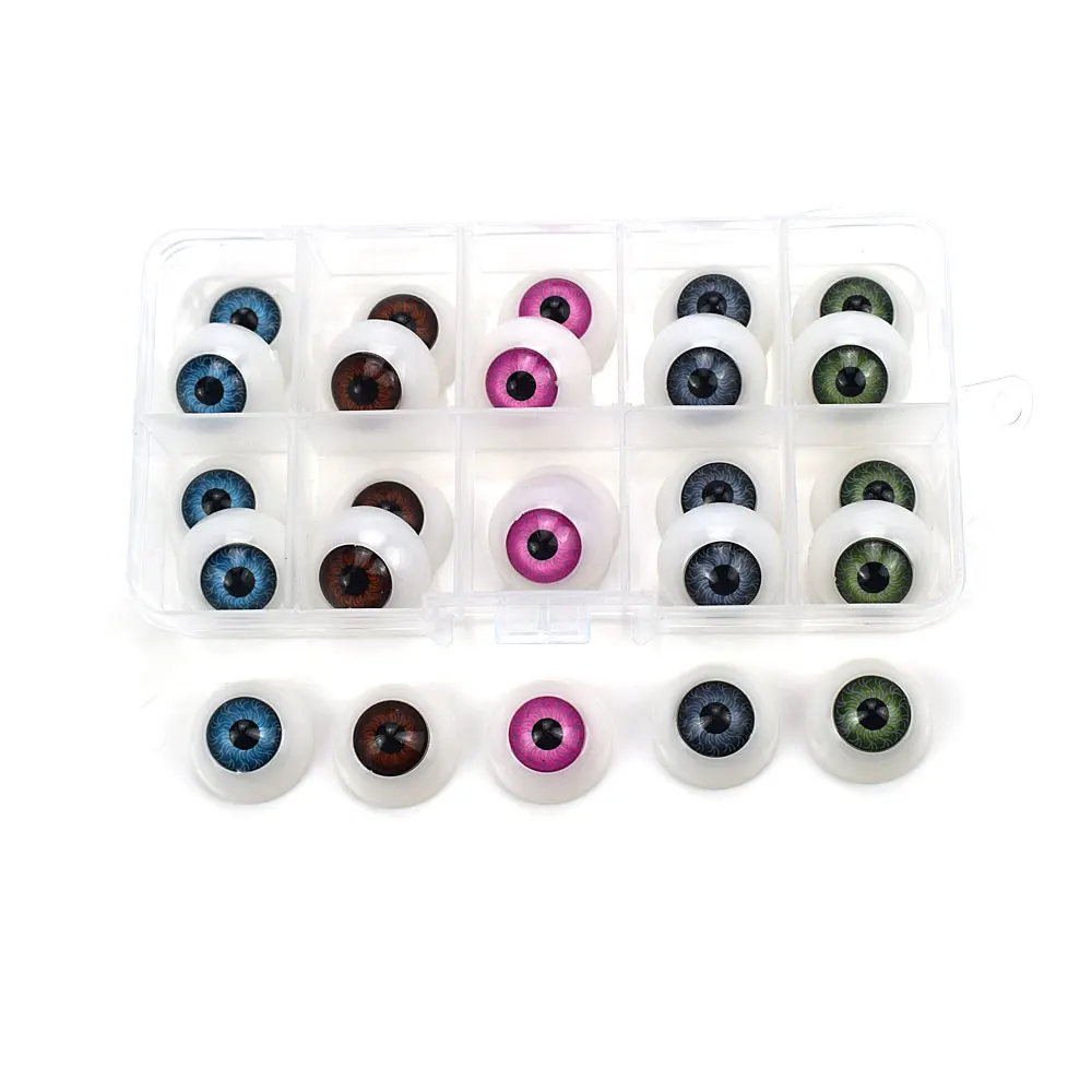 40PCS 12-20MM Round Plastic Eyes for Toys Doll Baby Stuffed Toys DIY Making Doll Animals Realistic Hollow Back Fake Eyeballs