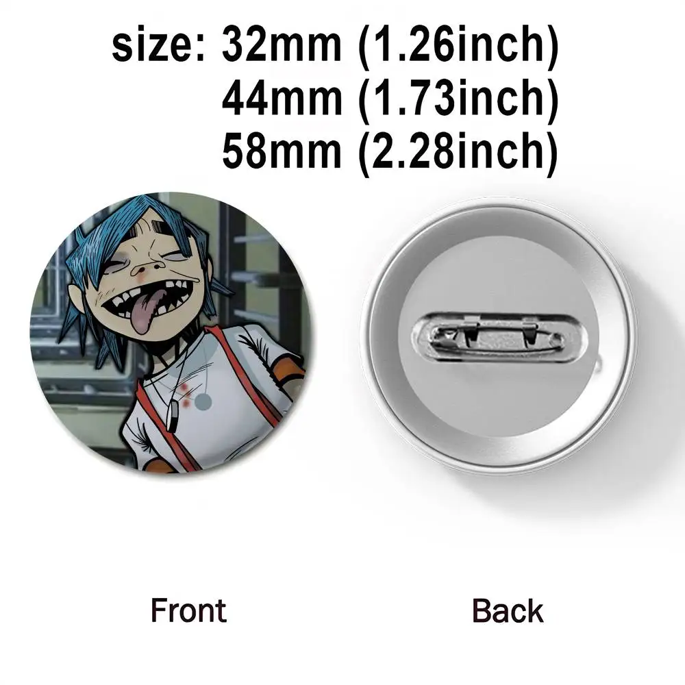 Gorillaz الموسيقى الفرقة الهيب هوب روك شارات مستديرة رائعة شارة دبابيس الإبداعية للملابس قبعة ظهره هدية الملحقات #5