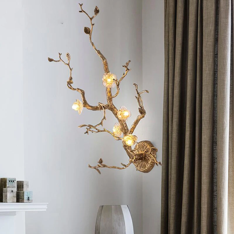 

Gold Modern Wall Sconces Lighting AC110-240V Brass Tree Branches Wall Lamp Bedside Decor Wall Light Fixture