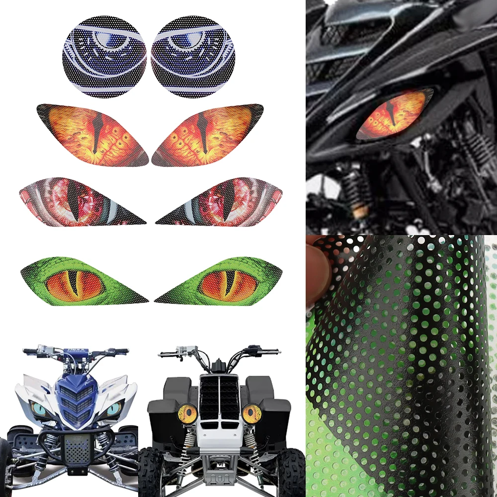 Fit for Wolverine 450 Raptor 250 660 700/R YFZ 450 Banshee Warrior 350 Kodiak 400 ATV Headlight Sticker Head Lamp Eyes Decals