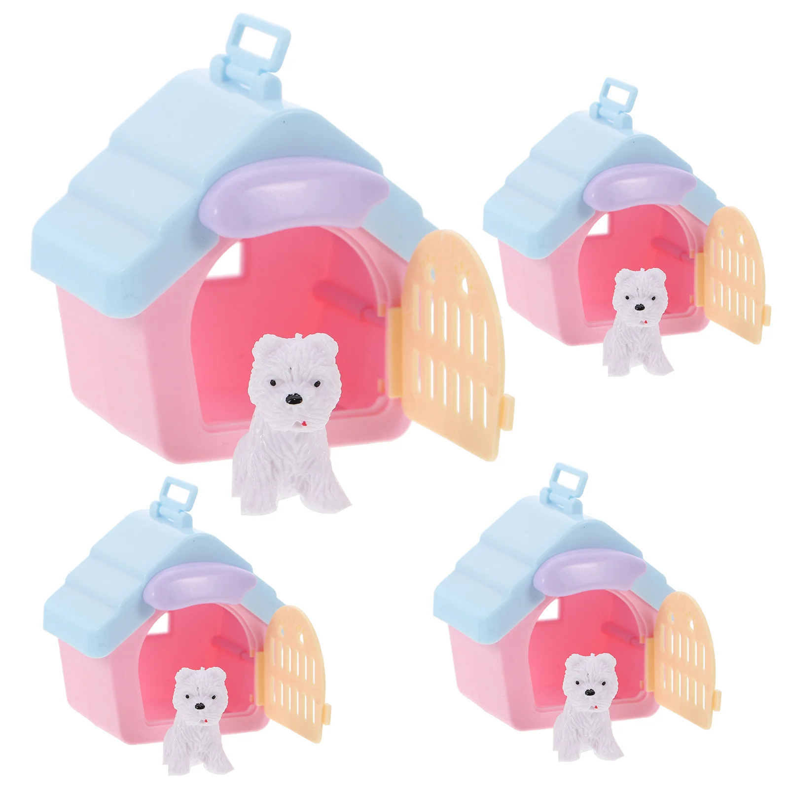 

4Sets Mini Pet House Creative Puppy Small House Scene Props Decorative Miniature Home Ornament Kid Pretend Play Favor