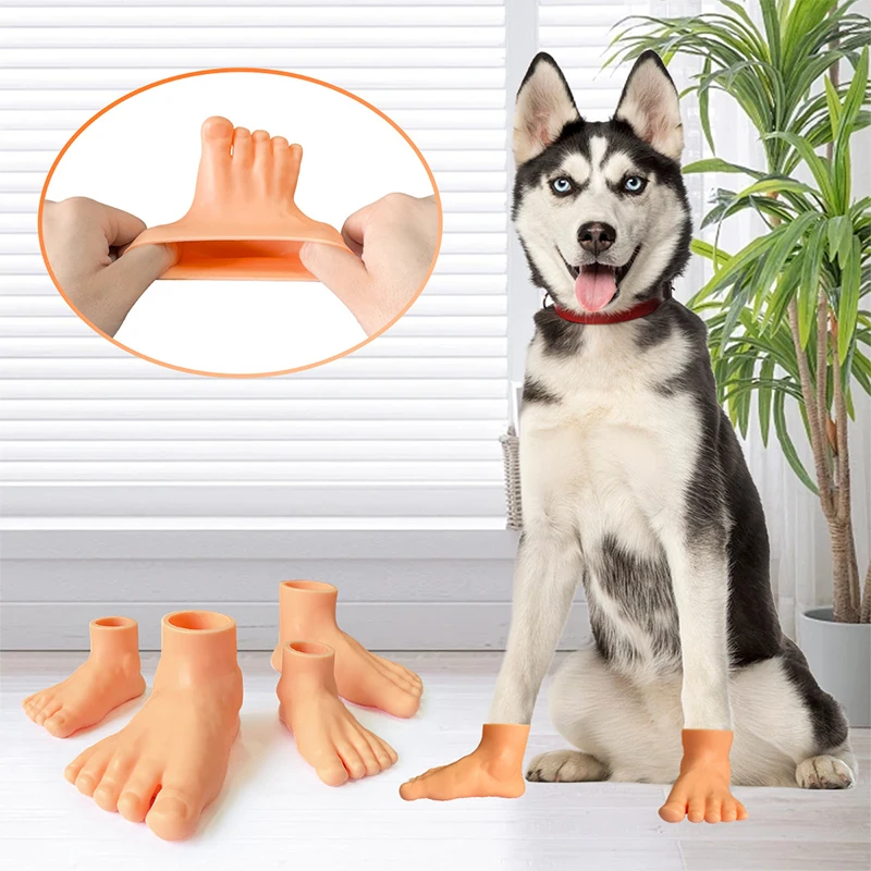 

1Pair Creative Cute Tiny Feet Puppet Funny Little Feet Fingers Novelty Dog Teaser Toys Simulated Feet Pet Toys Pet Supplies