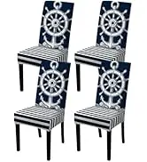Nuxovilar Nautical Style Chair Covers Stretch 23.6x70 Inches - Dining Chair Slipcovers Set of 4 C...