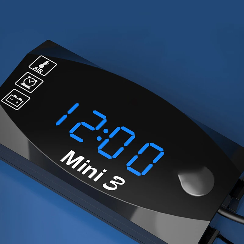 4 Colors 3 In 1 Motorcycle Electronic Clock 12V IP67 Waterproof Dust-proof Thermometer Voltmeter LED Digital Display Watch 1PC