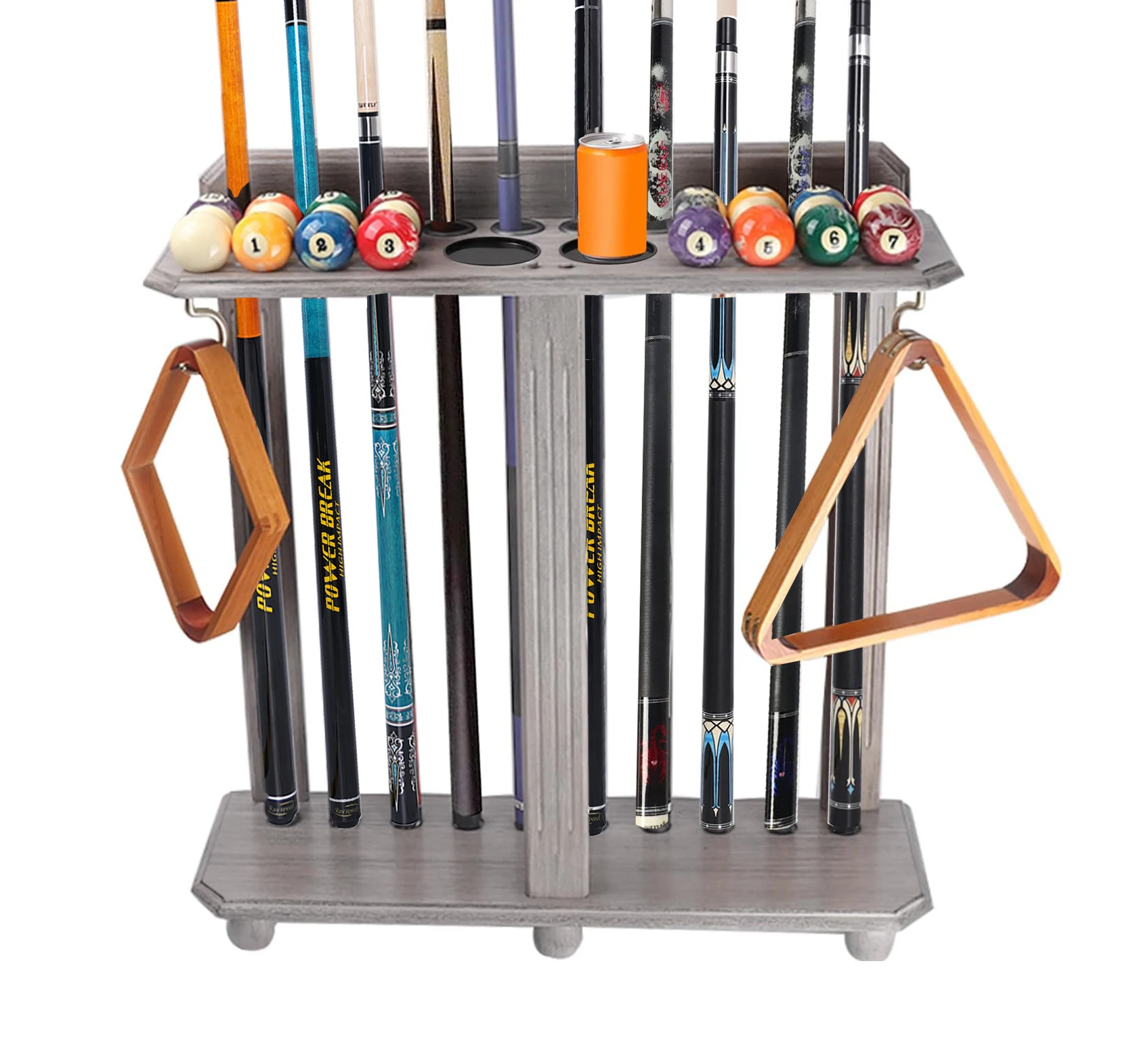 Cueelf Floor Pool Cue Rack Hold 10 Cue Sticks  Corner Stand Pool Cue Holder BIlliard Accessory