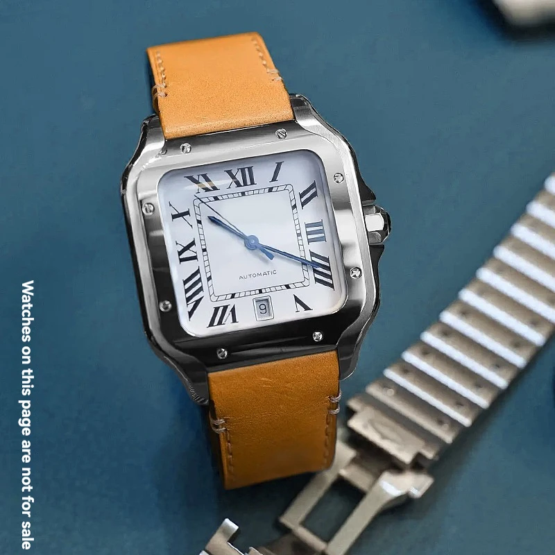 19 مللي متر 21 مللي متر حزام الساعات الجلدية لكارتييه سانتوس الإفراج السريع جديد حزام ساعة اليد WSSA0009 WSSA0010 W20106X8 كبير متوسط حزام الرجال #2