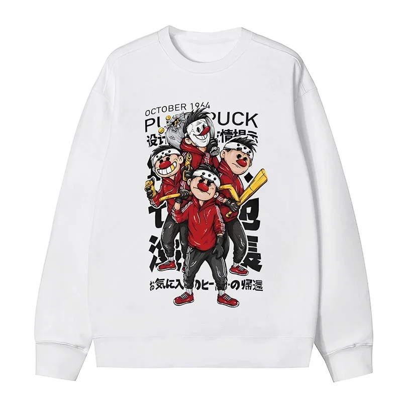 

Men's Sweatshirts Round Neck Solid Color Cotton Pullovers Men's Outdoor Sport Long Sleeve T-shirts Couple Cotton Printed Tops
