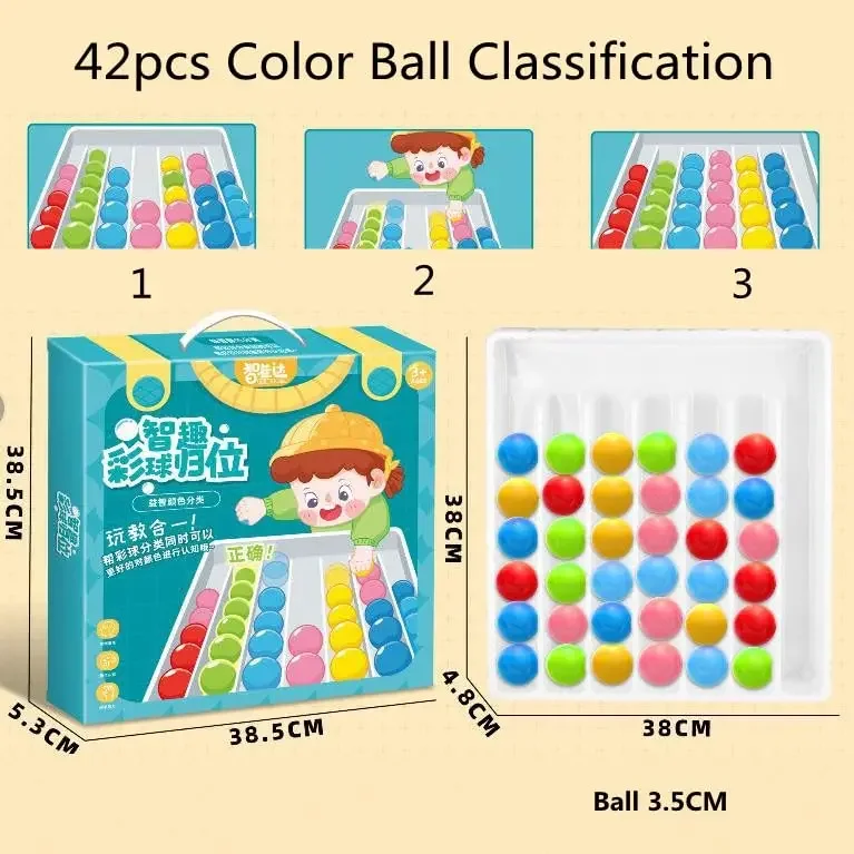 Bola de brinquedo mesa de classificação de bolas jogos de grupo quebra-cabeça educacional para adultos e crianças, brinquedos montessori presente-42 peças bola