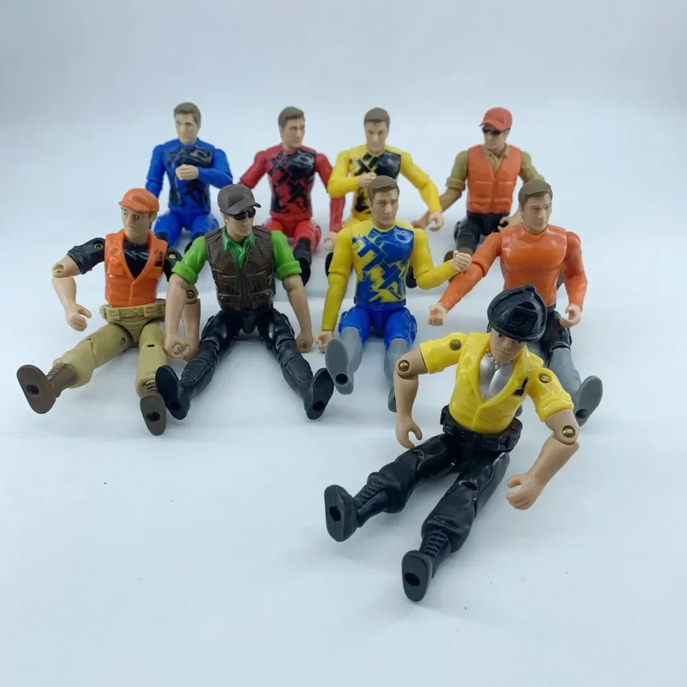 5/8pcs Cartoon Joint Movable Cab Workers Model Model Figure Toys 10cm Orange Yellow Diy Figuras Dolls for Children Birthday Gift