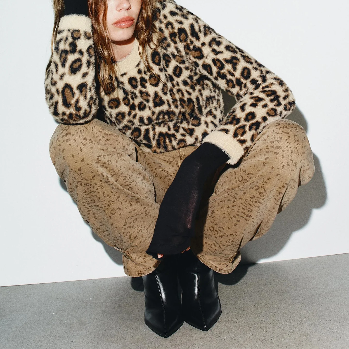 

Z Women's Faion Casual Animal Print Knitwear ort Sve round Ne Pullover Loose Fit Autumn 2025 New Arrival