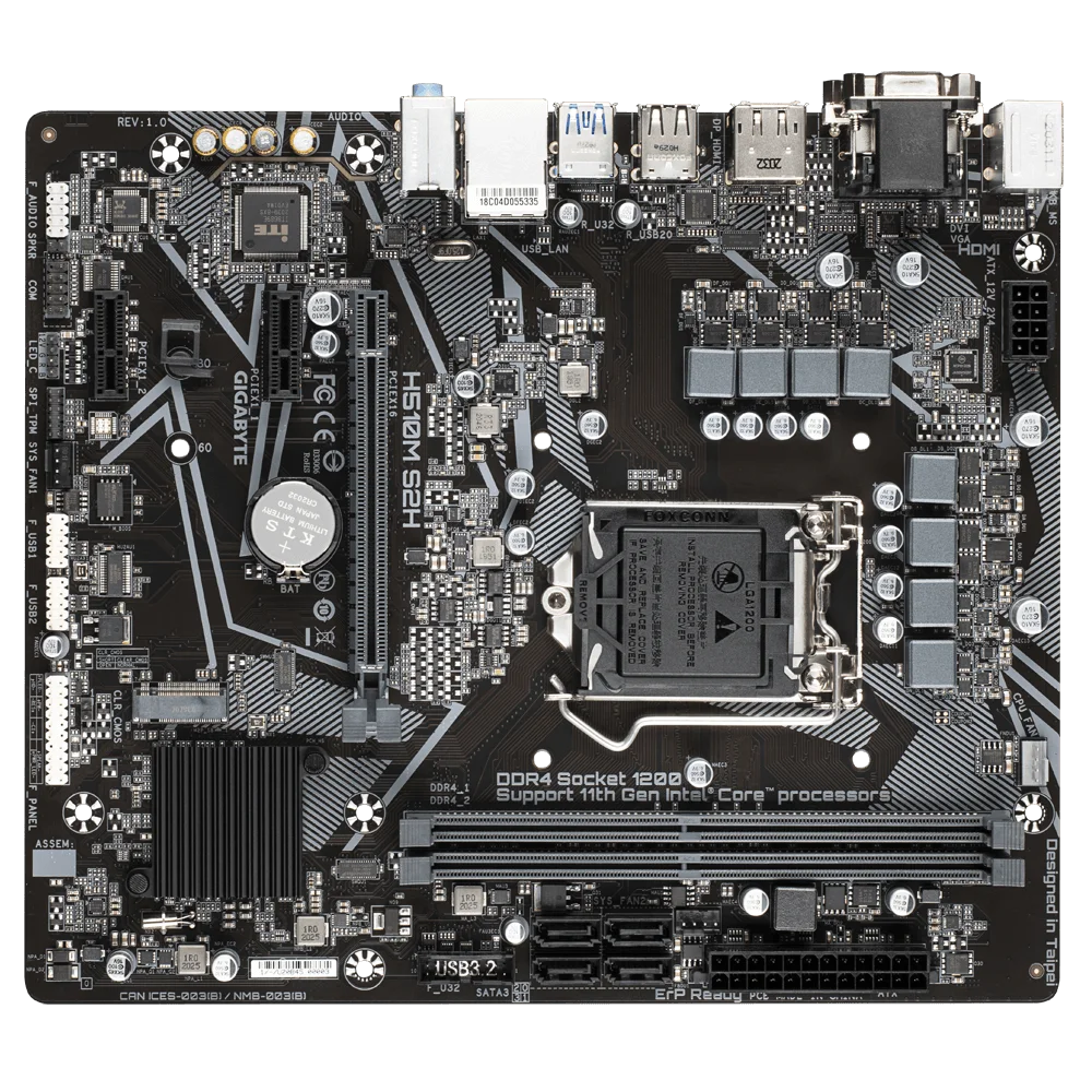 Imagem -03 - Gigabyte-placa Mãe Usada H510m S2h Intel H510 Lga 1200 Suporte Ddr4 Max up 64gb Usb 3.2 Micro Atx Cpu de 11ª e 10ª Geração