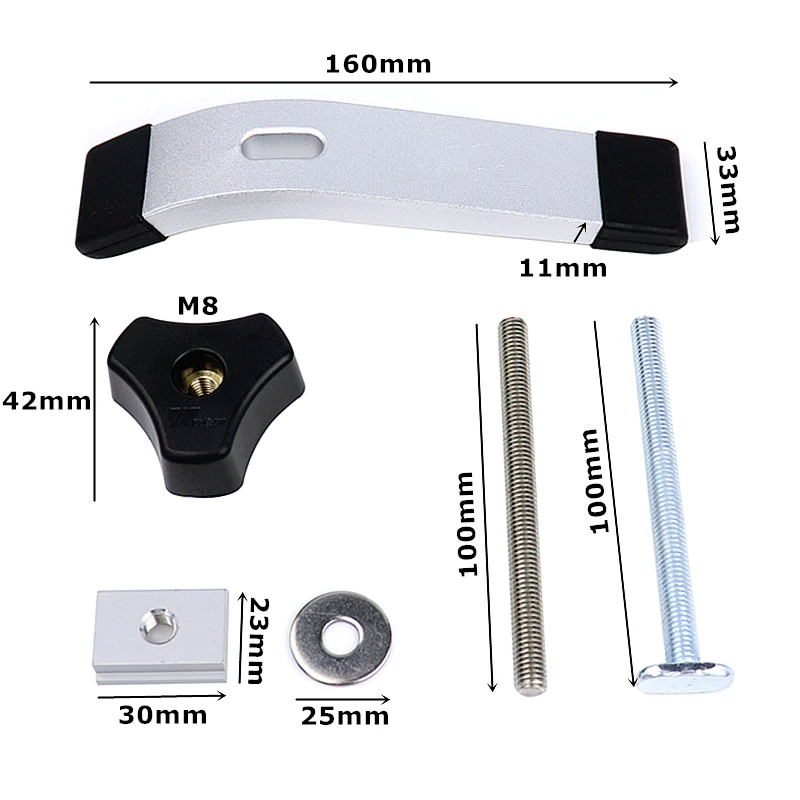Abrazaderas de pista en T, fijación de sujeción de acción rápida, bloques de sujeción de plantilla de carpintería, dispositivo de tornillo M8,
