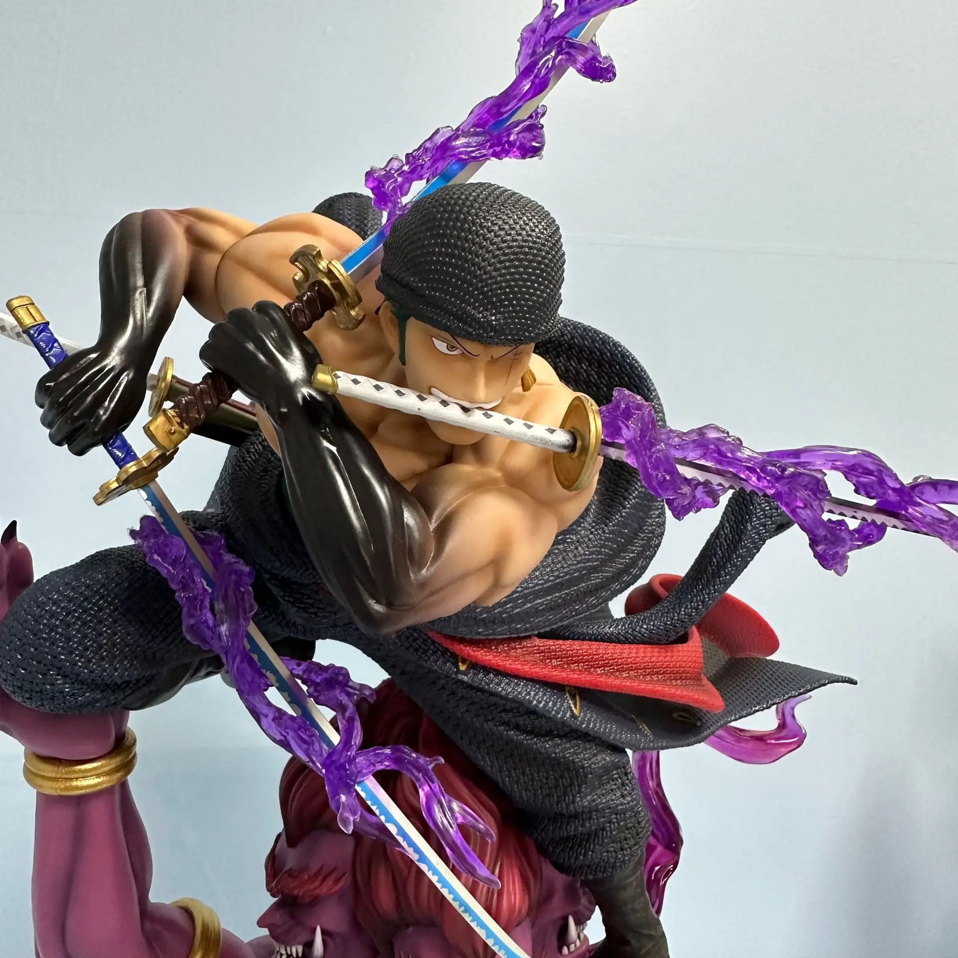 One Piece  Asura Roronoa Zoro Double-Headed Luminescable Large Anime Figure Gk Statue Pvc Model Toys Ornament Decoration Gift