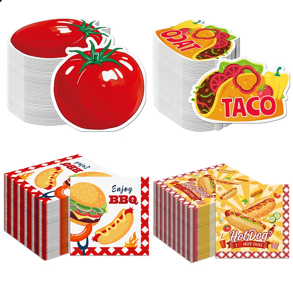 Baby Food Dogs - 20-100 Stück Fast-Food-Party-Papierservietten BBQ Taco Hot