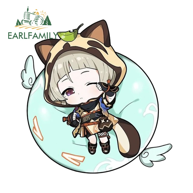 EARLFAMILY 13cm × 12.8cm Genshin Impact Sayu Car Stickers Cute Cartoon Girls Graphics Design Decals Funny Car Accessories