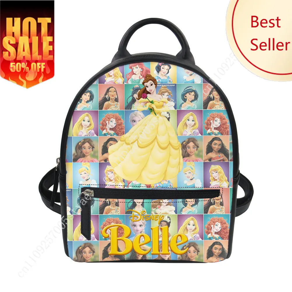 

Belle Backpack Disney Cartoon Decorate Leather Bags Design Your Photo Logo Text Party Holiday Custom Gifts