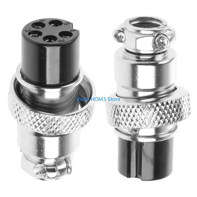 A5YD GX16 Aviation Plug Socket 5 Pin 16mm Female Wire Panel Circular Connector Copper
