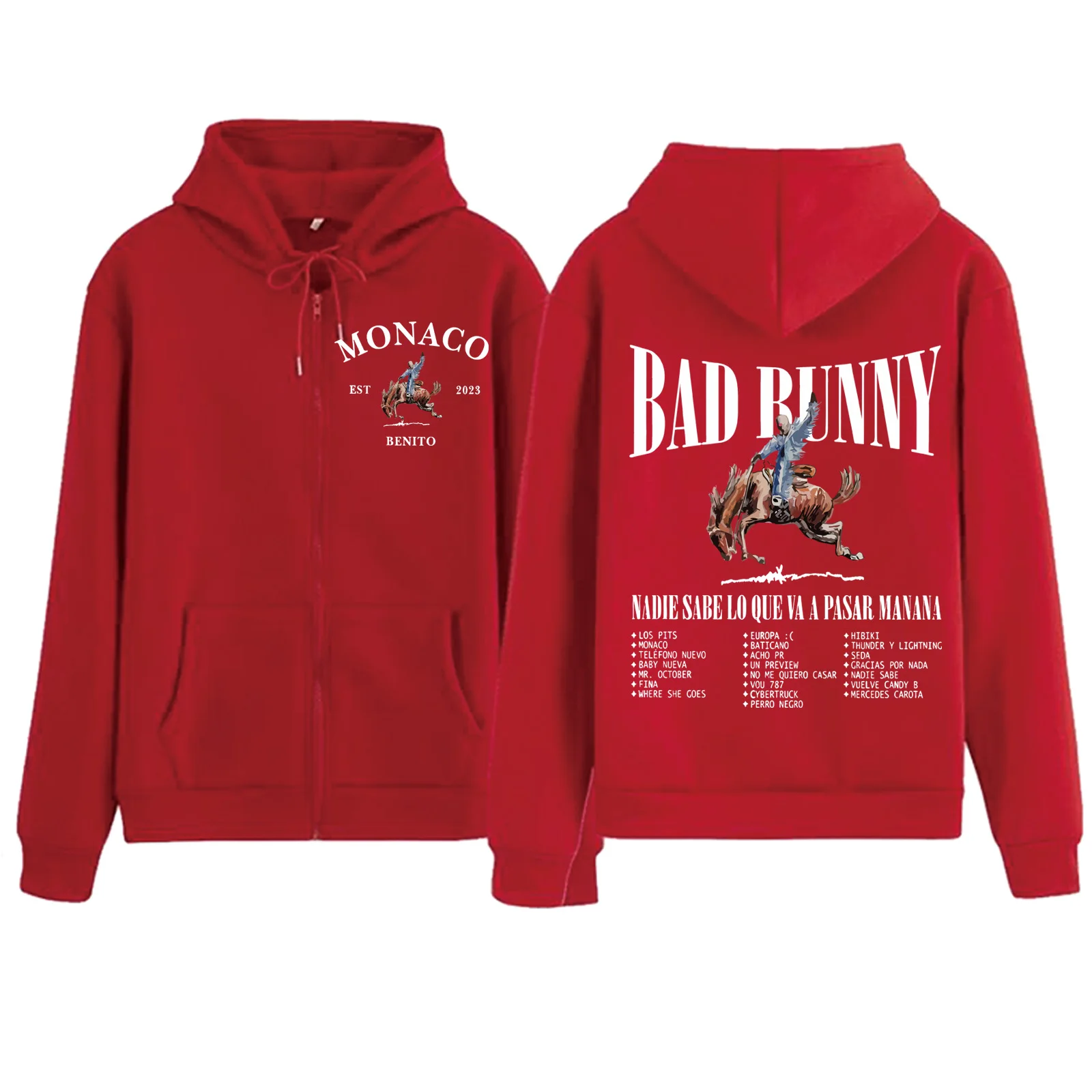 Bad Bunny Nadie Sabe Lo Que Va A Pasar Manana Zipper Hoodie Harajuku Pullover Tops Sweatshirt Streetwear Fans Gift