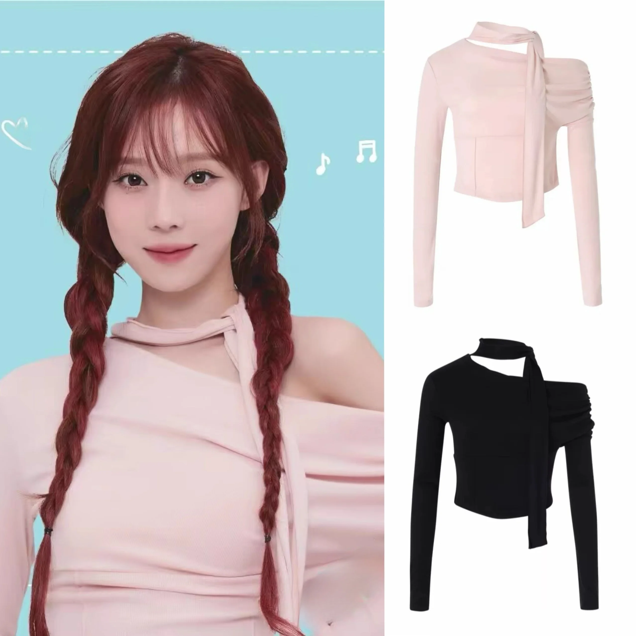 

Футболка oulder Bared Long Sve ort Ne Hanging Belt Design Slim Fit Casual Sle Женский топ Faion Trend Осенняя одежда