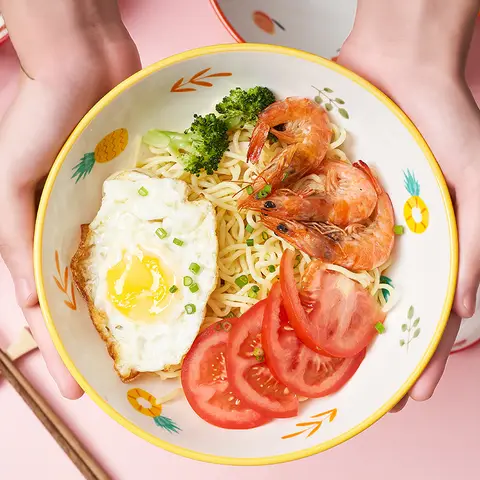 Melaminporslinsimitation söt japansk Lamian-nudelskål hemkreativ droppsäker soppskål 12 best sales skål melamin - №10