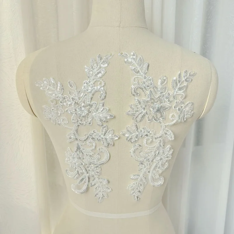 4 قطع، ملصقات مطرزة لفستان الزفاف الملون بخرز الأظافر، مواد أغطية الرأس لفستان الزفاف المصنوع يدويًا، إكسسوارات الملابس