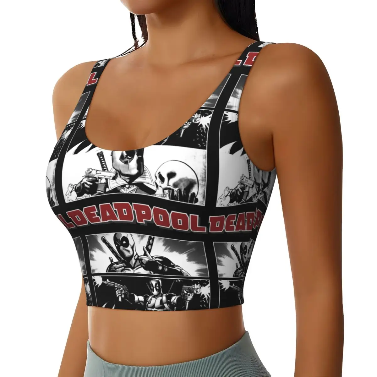 Custom High Impact Deadpool Poet Boxes Sports Bra for Women Gym Workout Yoga Crop Top