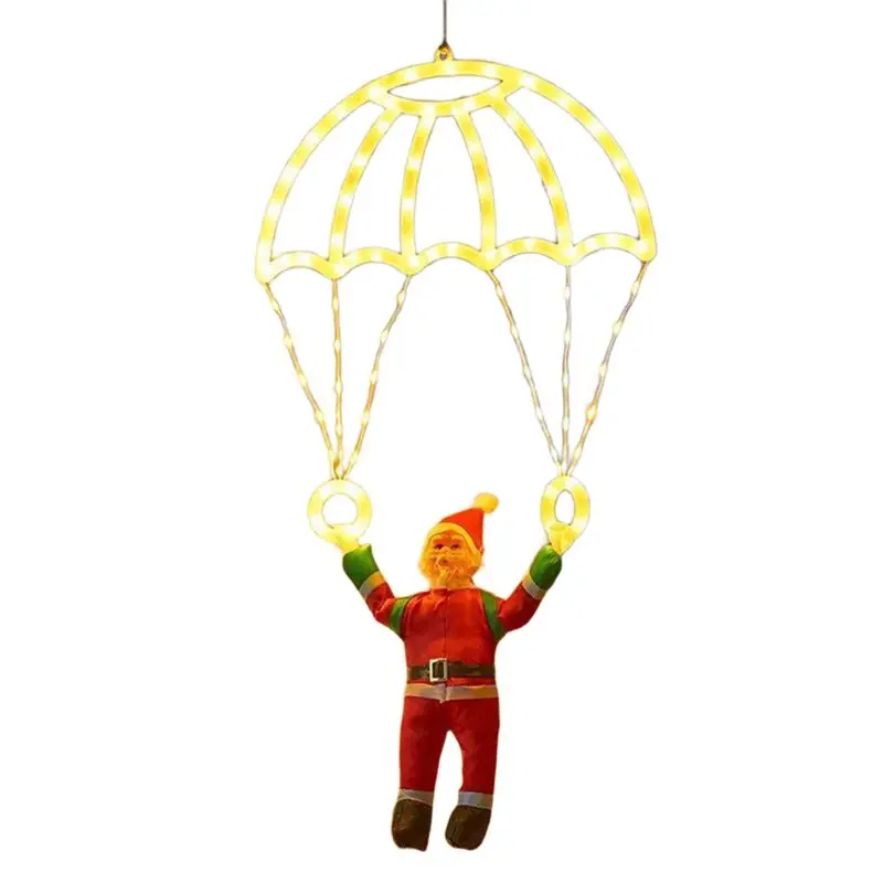 AB41-Santa Parachute LED Decor-USB-Powered Remote Control Indoor/Outdoor Application, Great For Christmas Home Festivities