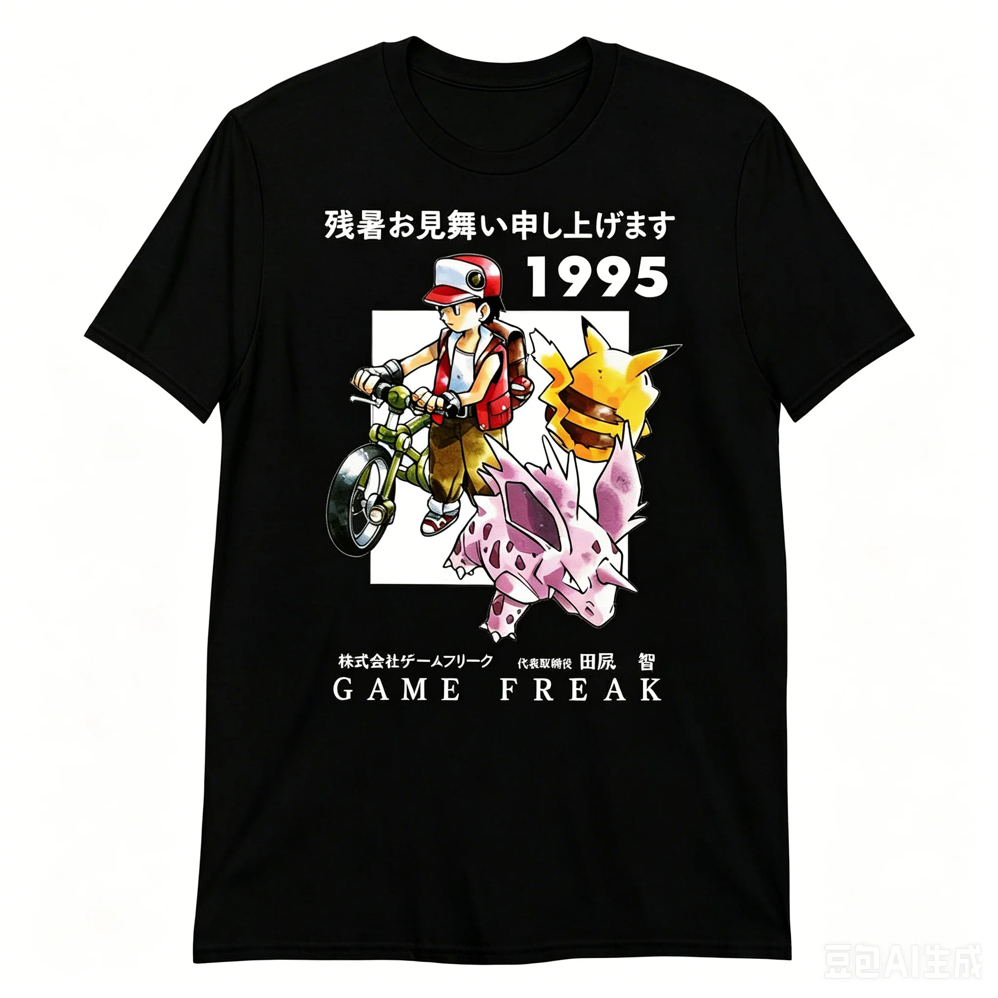 Latest Adult and Children's Pok É Mon 1995 Retro First Generation Three Family Characters Loose Cotton Short Sleeves