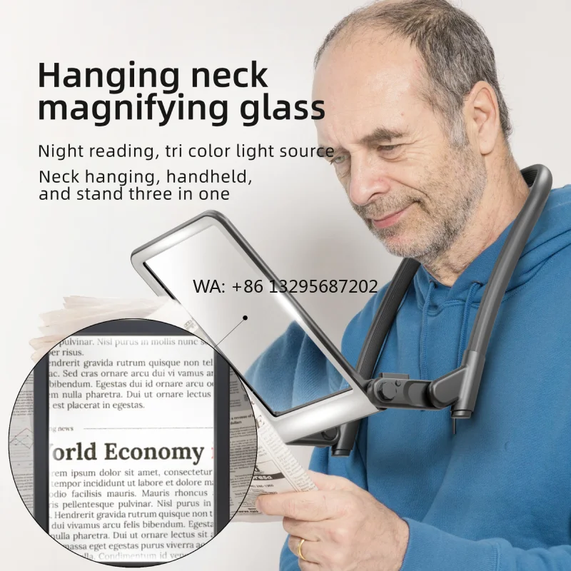 

3X Large Reading Hands Free Magnifying Glass With Light Neck Magnifier for Reading 40 LED Lights Gift for Mom